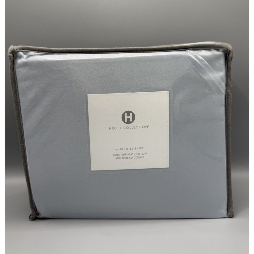 Hotel Collection 680 Thread Count Supima Cotton KING Fitted Sheet Aleutian Blue